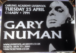 Gary Numan 2006 Jagged Tour Venue Poster Liverpool